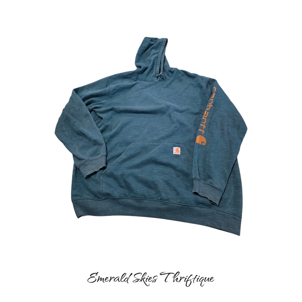 Mens Carhartt k288 h37 Teal Spruce Hoodie 2xl tall